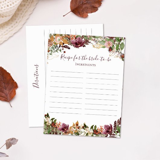 Herbst Blumenrezept für die Braut Postkarte