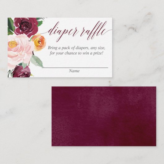 Herbst blumenrot-burgundische Gewinnerkarten Begleitkarte (Vorne/Hinten)