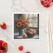 Herbst Blumenstrauß und Äpfel Serviette (Beispiel)