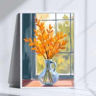 Herbst-Blumenvase Aquarell-Kunst Poster