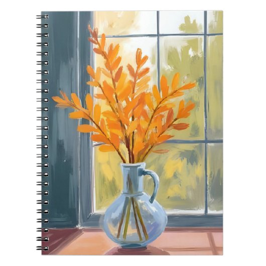 Herbst-Blumenvase-Aquarell Notizblock (Vorderseite)