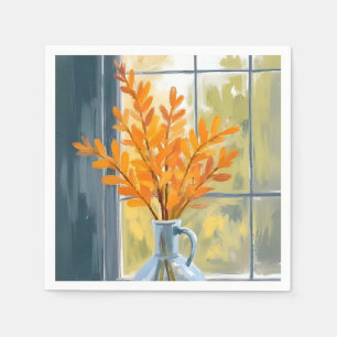Herbst-Blumenvase-Aquarell Serviette