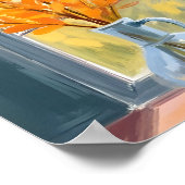 Herbst-Blumenvase Wasserfarben Kunst Poster (Ecke)