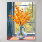 Herbst-Blumenvase Wasserfarben Kunst Poster (Vorne)