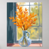 Herbst-Blumenvase Wasserfarben Kunst Poster (Vorne)