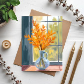 Herbst-Blumenvase-Wasserfarbenkarte