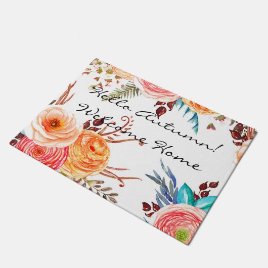 "Herbst-Blüten-" willkommene Zuhause-Tür-Matte Fußmatte (Schrägansicht)