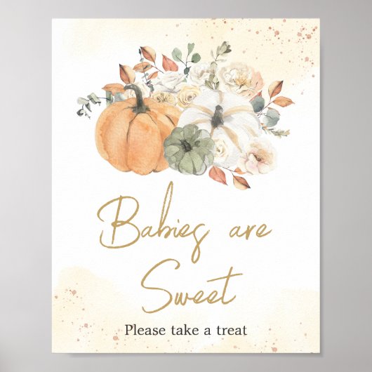 Herbst Blütenkürbis Kinder sind süß Poster (Vorne)