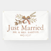 Herbst-Bogen Frisch Verheiratet Auto Banner (Horizontal)