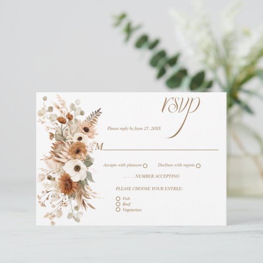 Herbst-Bohemisch-Boho Fall-Blume | RSVP Karte (Stehend Vorderseite)