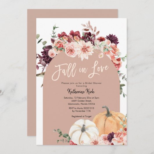 Herbst Bohemisch Moderner Bogen Fall in Liebe Einladung (Vorne/Hinten)