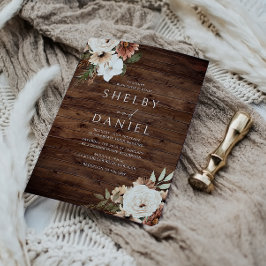 Herbst Bohemische Blume Rustikale Holzhochzeit Einladung