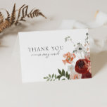 Herbst Bohemische Hochzeit im Herbst Vielen Dank N Dankeskarte<br><div class="desc">Dieses Herbst Bohemische Hochzeit Dankeschön Sie Notecard aus der Emilia-Kollektion bietet handgezeichnet Blumenmuster in den Herbstfarben Bordeaux,  Rosa und Gold. Personalisieren Sie es einfach und schnell mit Ihren Daten. Klicken Sie einfach auf den Button "Anpassen",  um Stil und Position des Textes zu verändern und zu formatieren.</div>