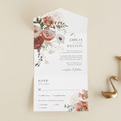 Herbst Bohemischer Fall in einer Hochzeit Einladun All In One Einladung