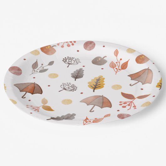 Herbst Boho Art Bohemisches Muster Kindergeburtsta Pappteller (Schrägansicht)