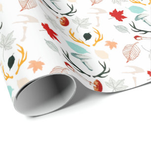 Herbst Boho Blätter fallen Wald Aquarell Geschenkpapier