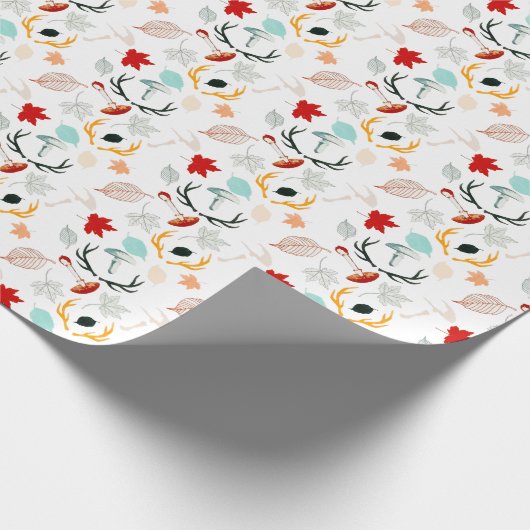 Herbst-Boho-Blätter fallen Wald Wasserfarbe Geschenkpapier (Ecke)