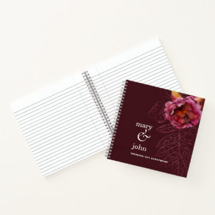 Herbst Boho Burgundy Rose Tracery Gästebuch Notizblock