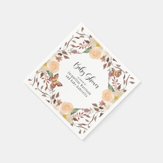 Herbst BOHO Fall Floral Butterfly Babydusche Serviette (Ecke)