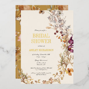 Herbst Boho Floral Brautparty Folien-Einladung Folieneinladung