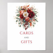 Herbst Boho Marone Blumen Karten und Geschenke Tis Poster (Vorne)