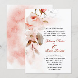 Herbst Boho Marsala Burgudy Blush Blumenhochzeit Einladung