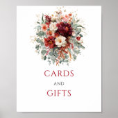 Herbst Boho Marsala Florale Karten Und Geschenke T Poster (Vorne)