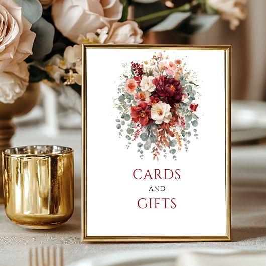 Herbst Boho Marsala Florale Karten Und Geschenke T Poster