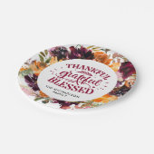 Herbst-Boho-Personalisierter-Blumen-Thanksgiving Pappteller (Schrägansicht)