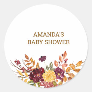 Herbst boho Rustikale Babyparty Runder Aufkleber