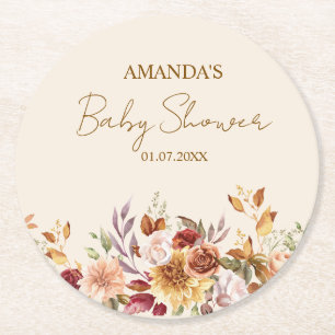 Herbst boho Rustikale Babyparty Runder Pappuntersetzer