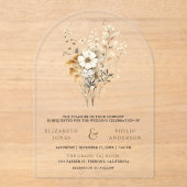 Herbst Boho Wildblumen-Hochzeit Acryleinladungen (Vorderseite)