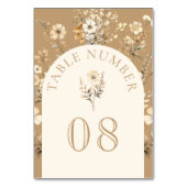 Herbst Boho Wildblumen-Hochzeit Tischnummer (Vorderseite)