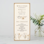 Herbst Boho Wildblumen Hochzeitsprogramm (Stehend Vorderseite)