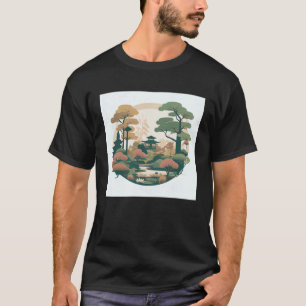 Herbst-Bonsai-Bäume-Garten-Schrein-Teich Japanisch T-Shirt