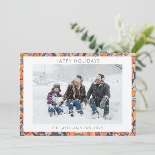Herbst Botanicals Navy Blue Custom Foto Christmas Feiertagskarte