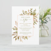 Herbst Botanische Grünpflanzen Bridal Dusche Einla Einladung (Stehend Vorderseite)