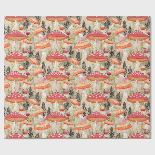 Herbst Botanischer Pilz Goblincore Geschenkpapier (Flach)