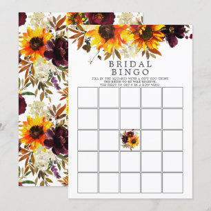 Herbst Bouquet Sonnenblumen Blumen Bingo Spiel Einladung