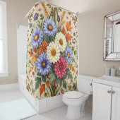 Herbst-Bouquet von Asters und Dahlias Duschvorhang (Beispiel)
