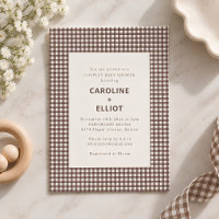 Herbst-Braun-Gingham-Karo-Paar-Baby-Party