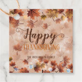 Herbst braune Blätter glücklich Erntedankfest Geschenkanhänger (Vorderseite)