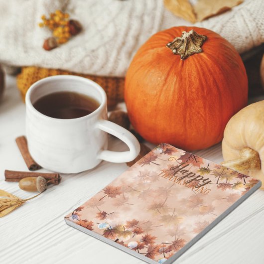 Herbst braune Blätter glücklich Erntedankfest Notizblock