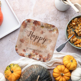Herbst braune Blätter glücklich Erntedankfest Pappteller