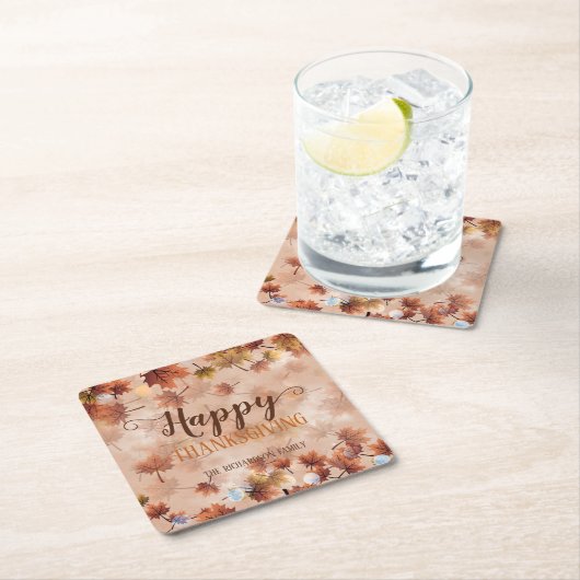 Herbst braune Blätter glücklich Erntedankfest Rechteckiger Pappuntersetzer (Vor Ort)