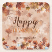 Herbst braune Blätter glücklich Erntedankfest Rechteckiger Pappuntersetzer (Vorderseite)