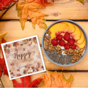 Herbst braune Blätter glücklich Erntedankfest Serviette