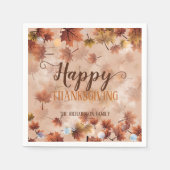 Herbst braune Blätter glücklich Erntedankfest Serviette (Vorderseite)