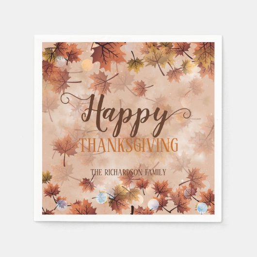 Herbst braune Blätter glücklich Erntedankfest Serviette (Vorderseite)