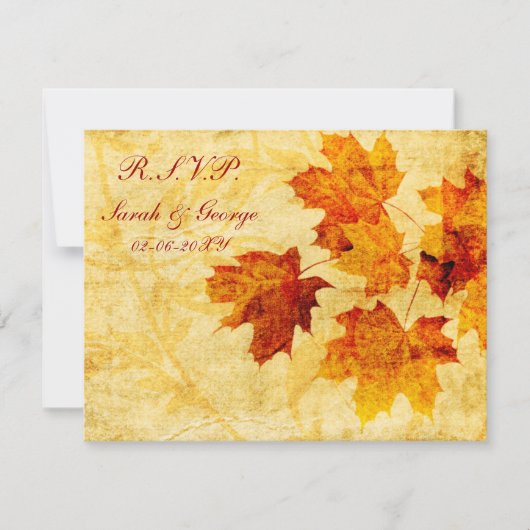 Herbst braune Hochzeitkarten RSVP Karte (Vorderseite)
